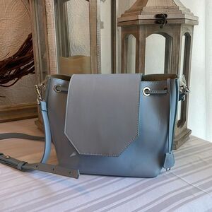 SALAR Made in Italy Blue Leather Bucket Bag & Coin Purse - Great Condition